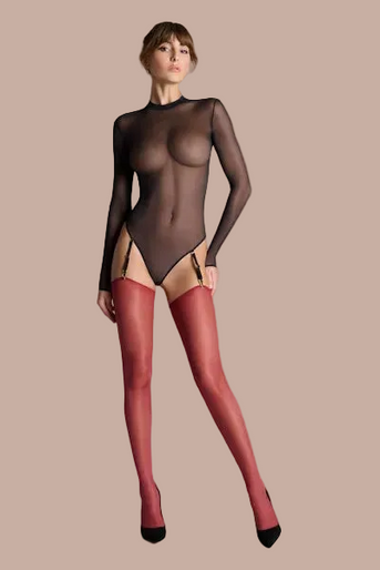 Maison Close – Cut and Curled Stockings 20D Red Maison Close – Cut and Curled Stockings 20D Red