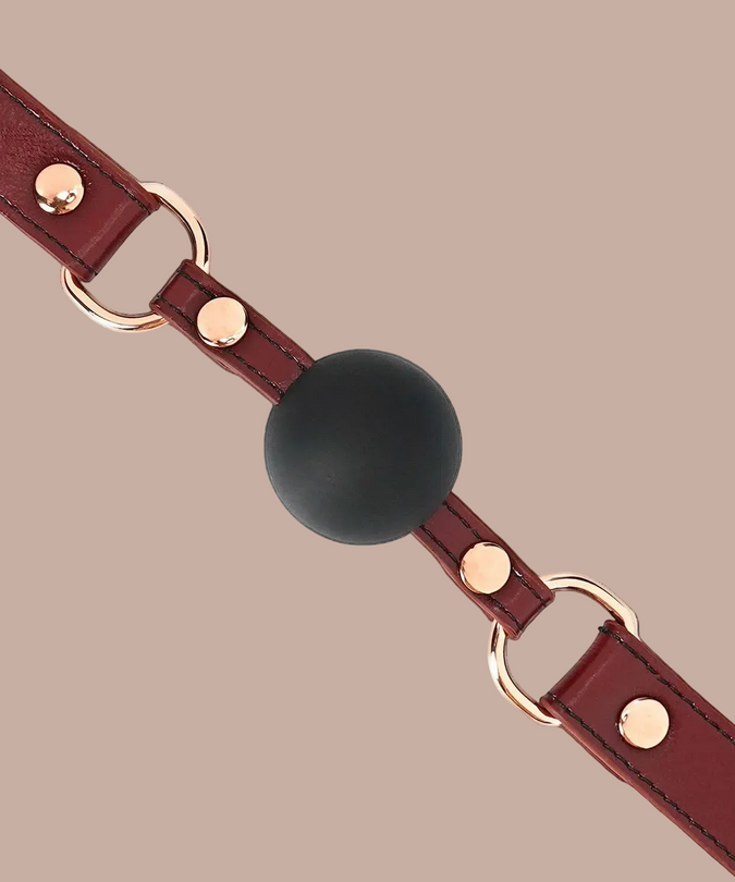 Liebe Seele siliconen ball gag met leren riemen – Wijnrood