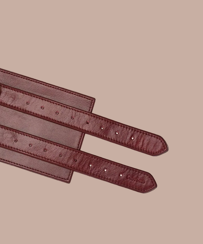 Liebe Seele Luxe Leren Taille Riem - Wijnrood