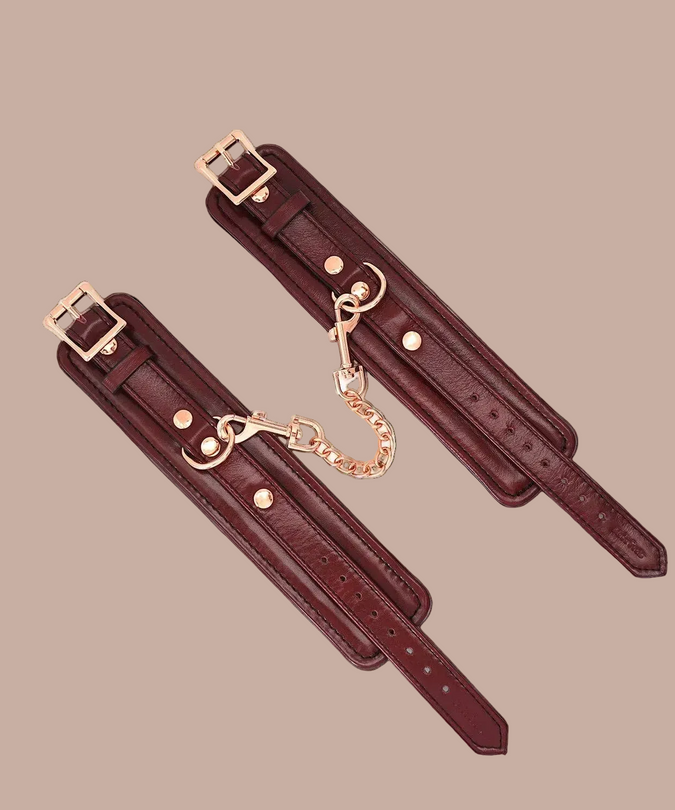 Liebe Seele Leather Wrist Cuffs – Wine Red