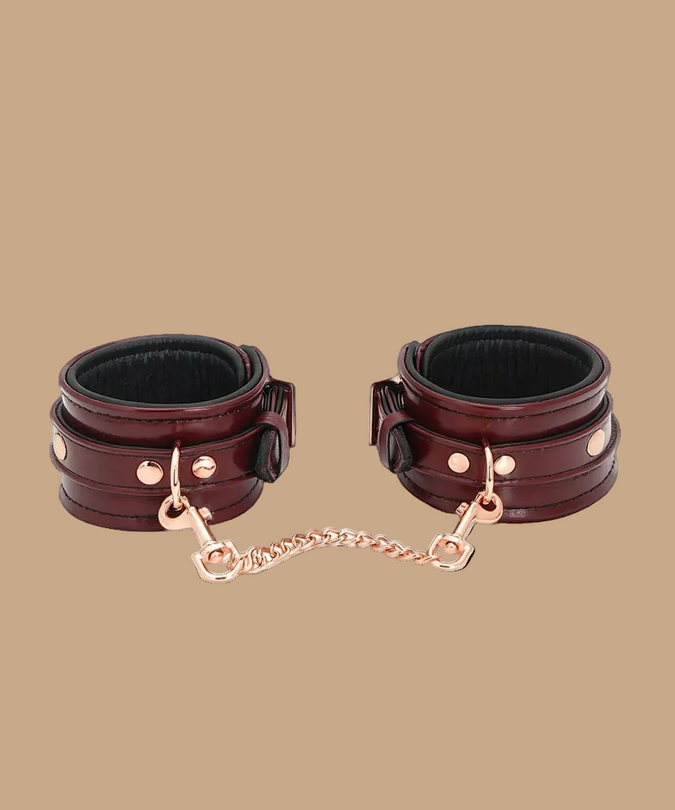 Liebe Seele Leather Ankle Cuffs β Wine Red