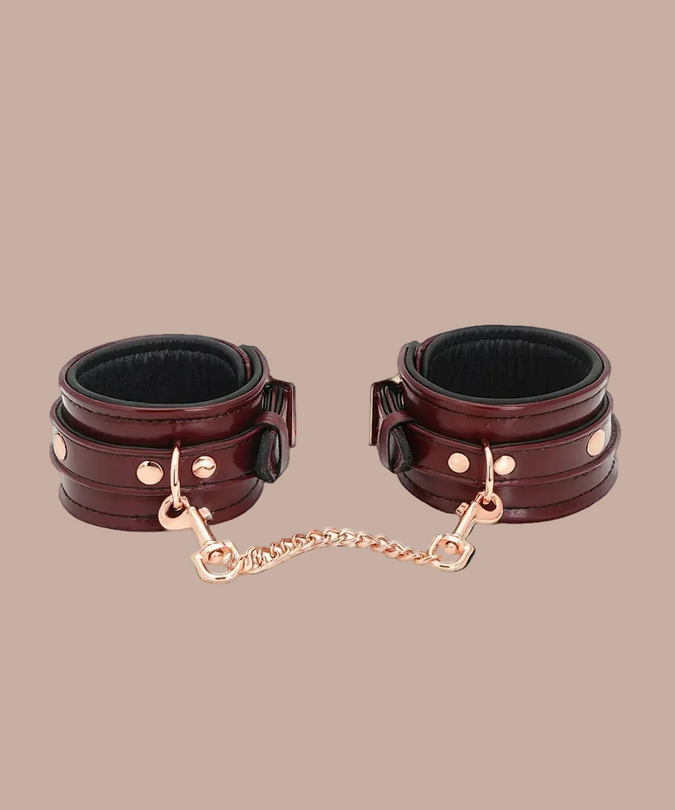 Liebe Seele Leather Ankle Cuffs – Wine Red