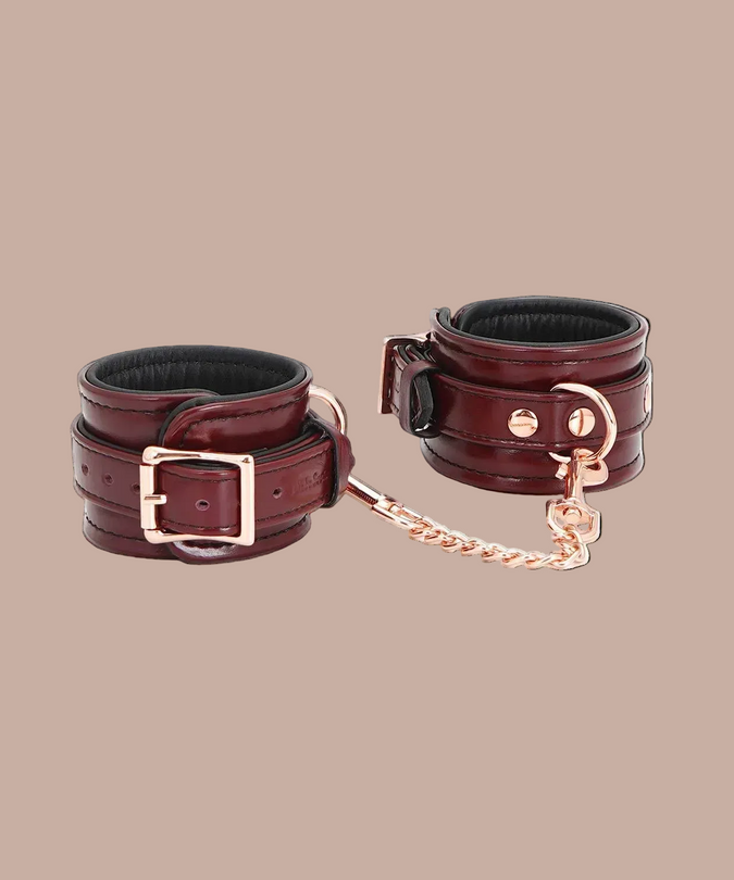 Liebe Seele Leather Wrist Cuffs – Wine Red