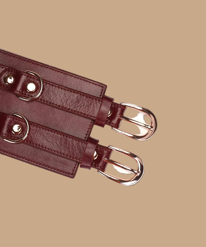 Liebe Seele Luxury Leather Waist Belt – Wine Red