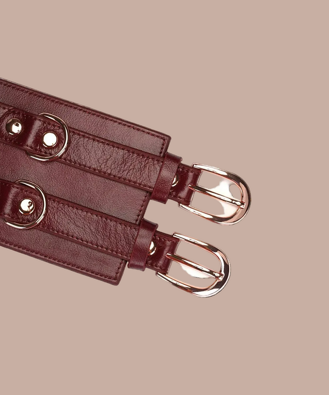Liebe Seele Luxe Leren Taille Riem - Wijnrood