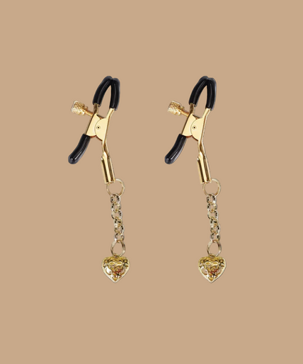 Liebe Seele Gold Nipple Clamps - Hollow Heart Shape Liebe Seele Gold Nipple Clamps - Hollow Heart Shape