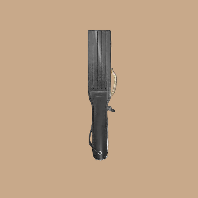 Liebe Seele Dark Secret Leren Split Tawse Paddle – Zwart