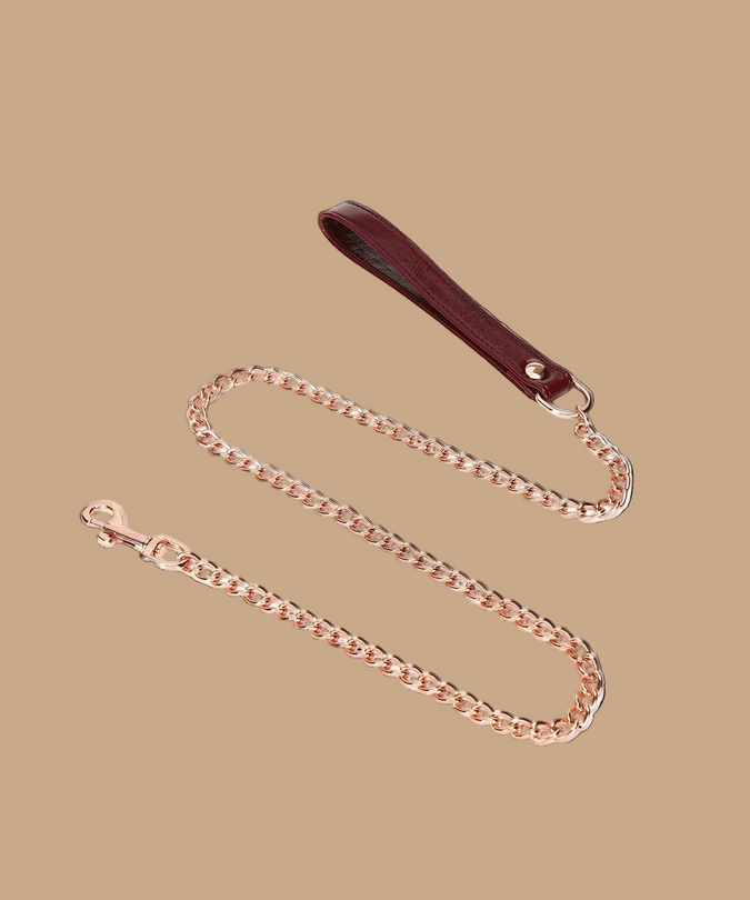 Liebe Seele Leather Collar with Leash – Wine Red