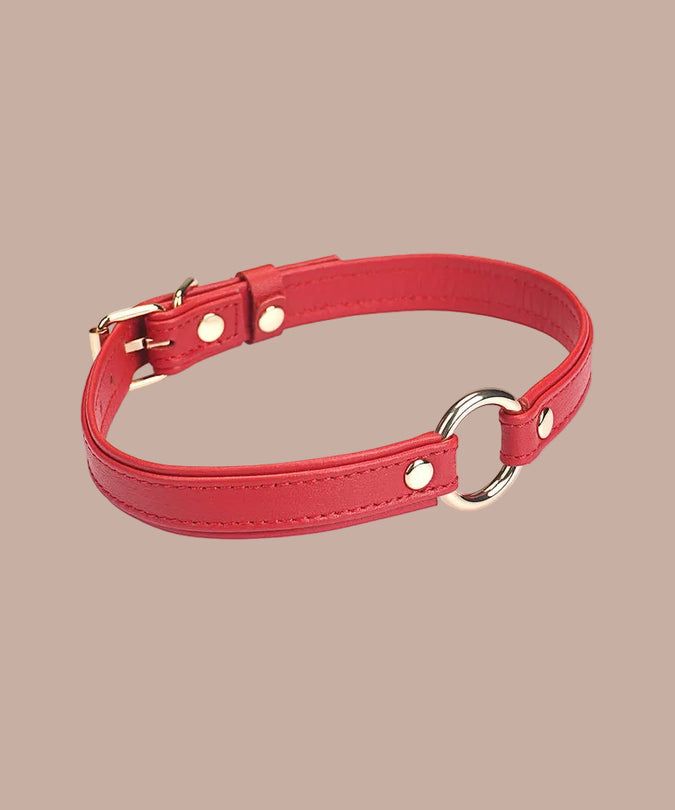 Liebe Seele Heron Leather Mini O Ring Collar – Red