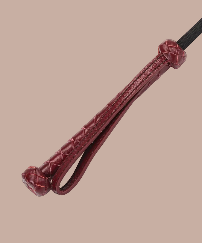 Liebe Seele Leather Riding Crop with Heart Tip – Wine Red