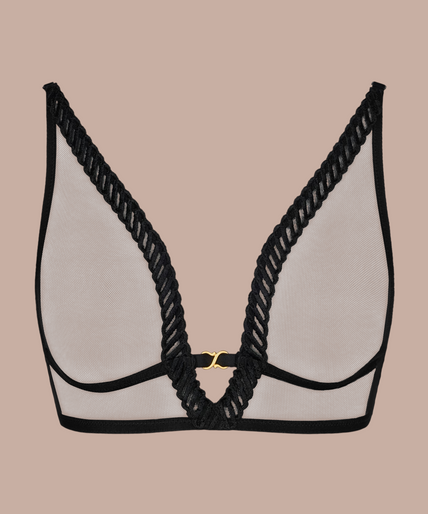 Aubade – Sheer Emotion Triangle Bra Lavender – 50%! Pleasurements Aubade Sheer Emotion zwarte triangel bh van transparante tule met borduursel en gouden infinity bedel