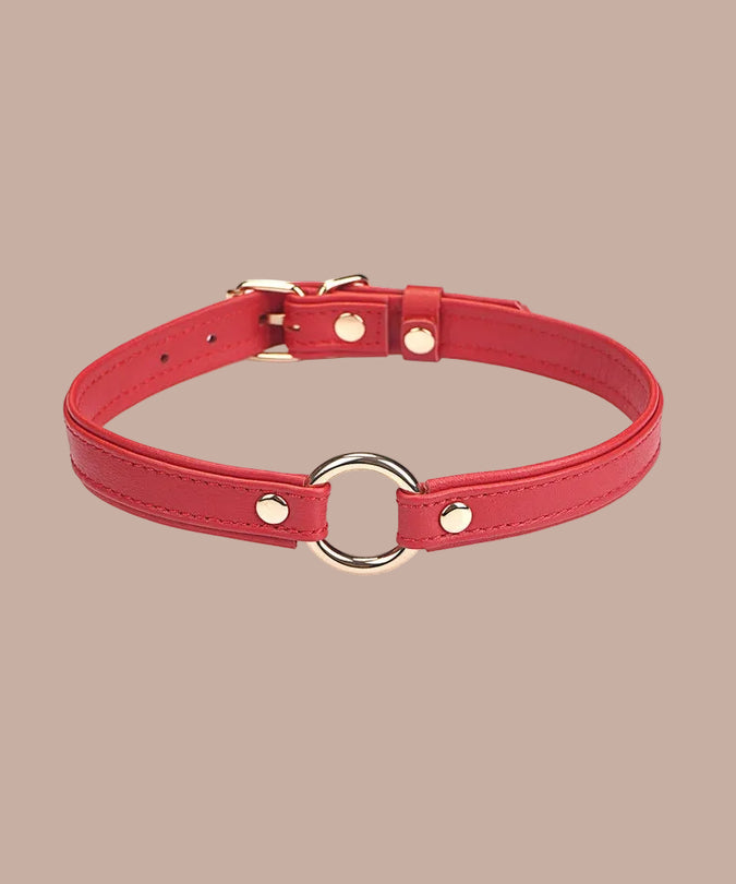 Liebe Seele Heron Leather Mini O Ring Collar – Red