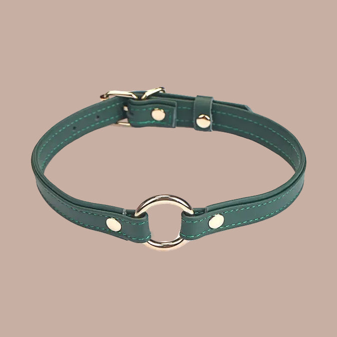 Liebe Seele Heron Leder Mini O-Ring Halsband – Grün