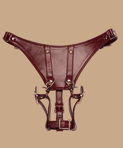 Liebe Seele Deluxe Leather Forced Orgasm Harness Strap – Wine Red Liebe Seele Deluxe Leather Forced Orgasm Harness Strap – Wine Red