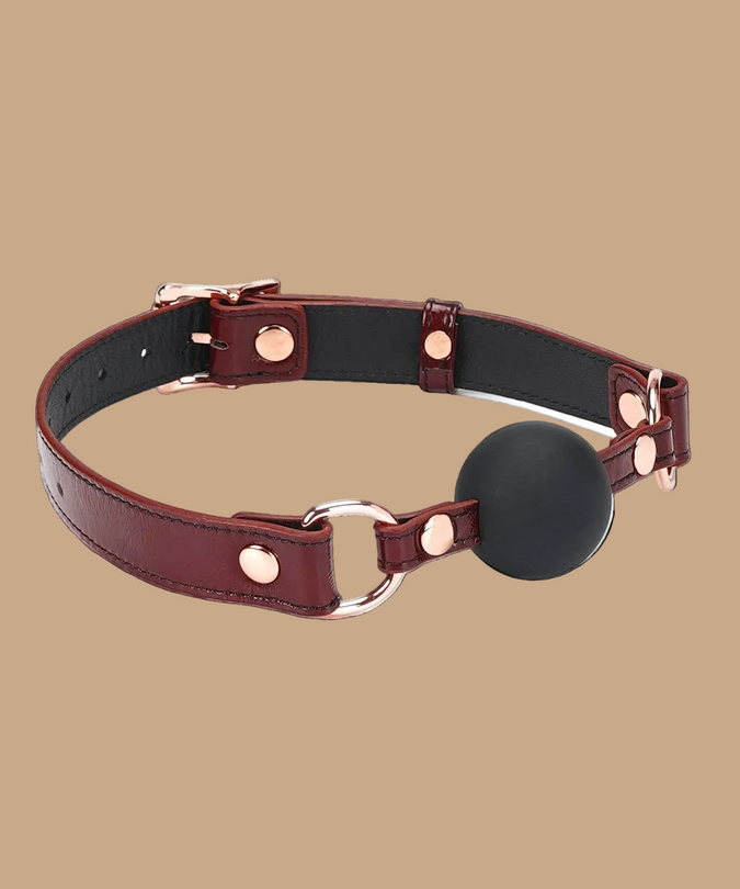 Liebe Seele Silicone Ball Gag with Leather Straps β Wine Red