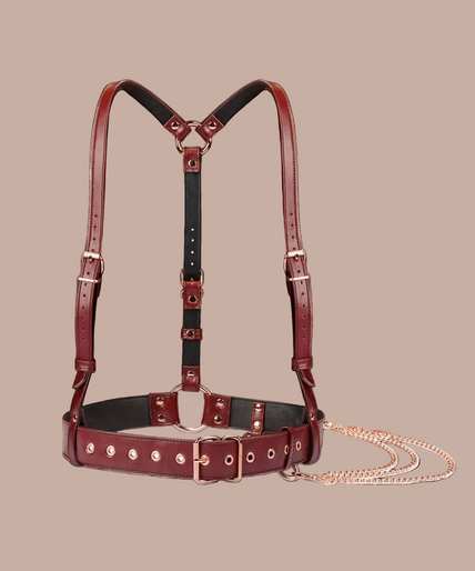 Liebe Seele Leren Body Harness – Wijnrood Liebe Seele Leren Body Harness – Wijnrood