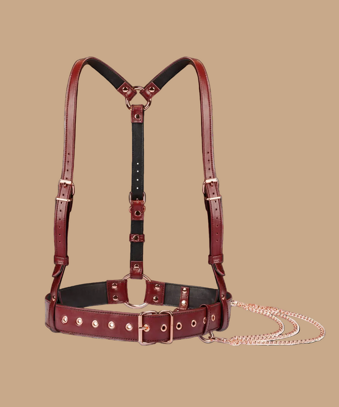 Liebe Seele Leather Body Harness β Wine Red