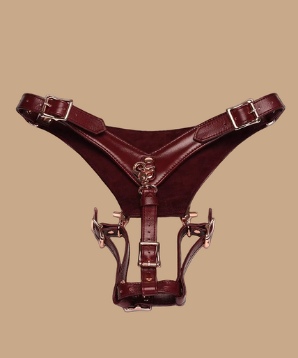 Liebe Seele Deluxe Leather Forced Orgasm Harness Strap – Wine Red Liebe Seele Deluxe Leather Forced Orgasm Harness Strap – Wine Red