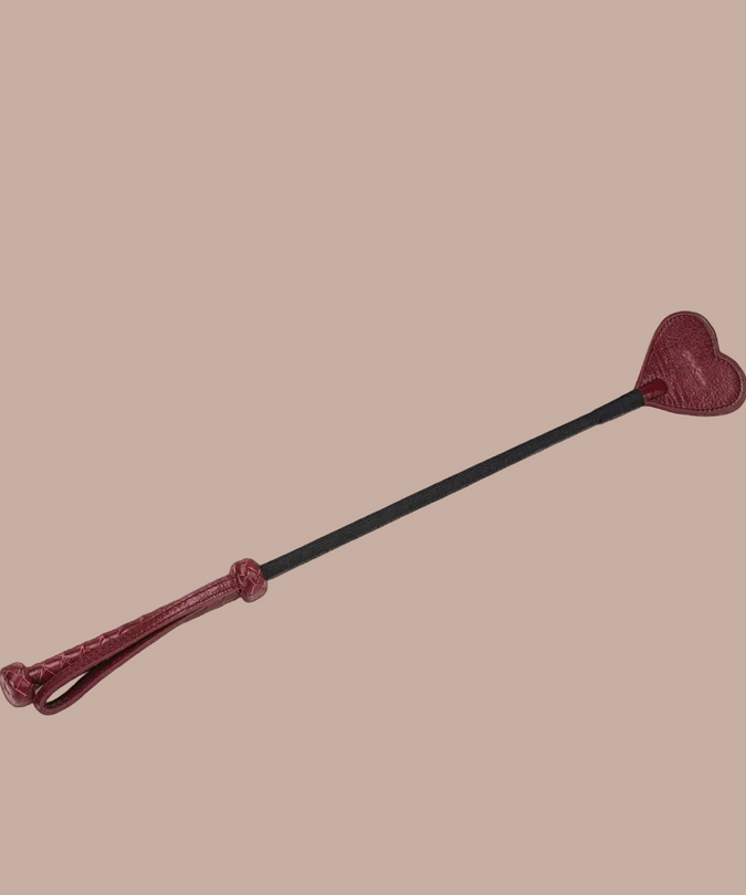 Liebe Seele Leather Riding Crop with Heart Tip – Wine Red