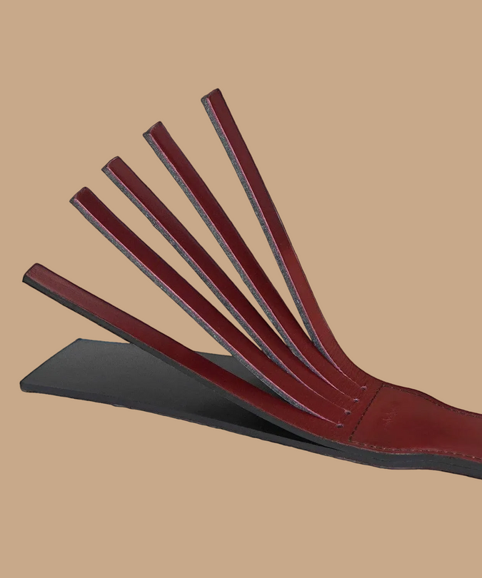 Liebe Seele Leather Split Tawse Paddle – Wine Red