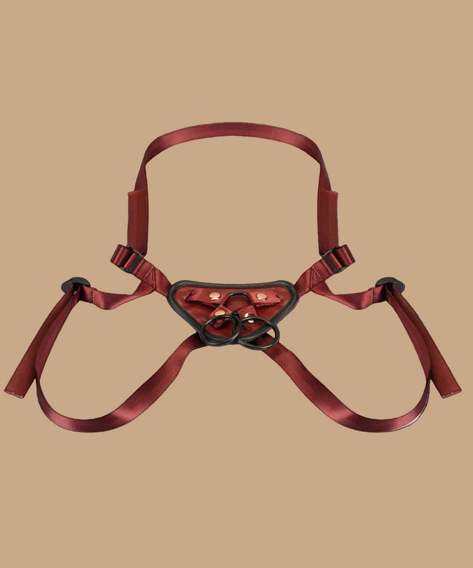 Liebe Seele Universal Leather Strap-On Harness β Wine Red