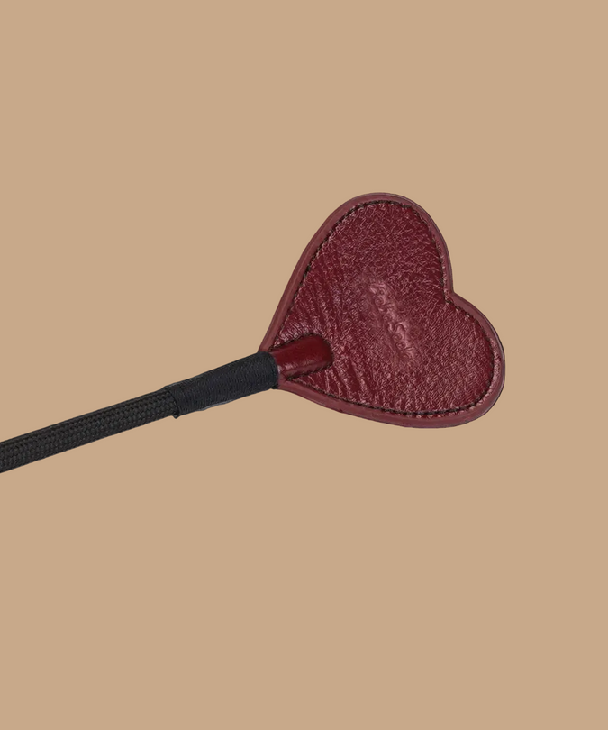 Liebe Seele Leather Riding Crop with Heart Tip – Wine Red