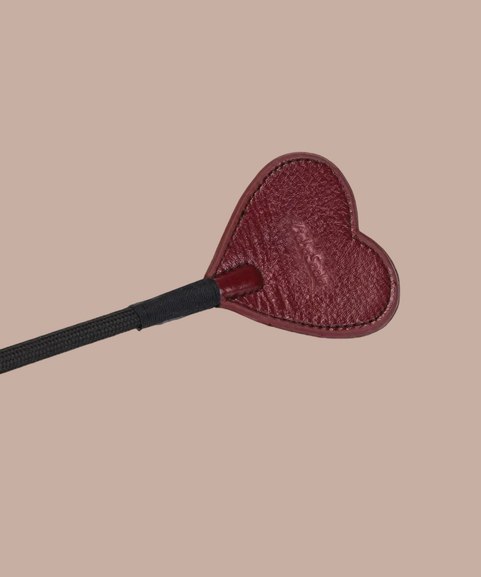 Liebe Seele Leather Riding Crop with Heart Tip – Wine Red