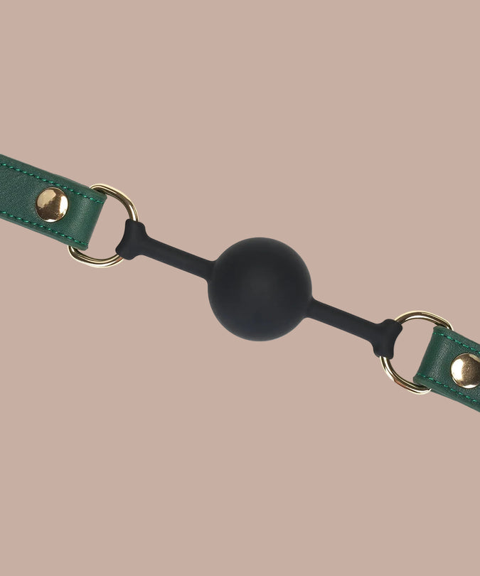 Liebe Seele Cow Leather 1.7 Inch Silicone Ball Gag – Mossy Chic Green