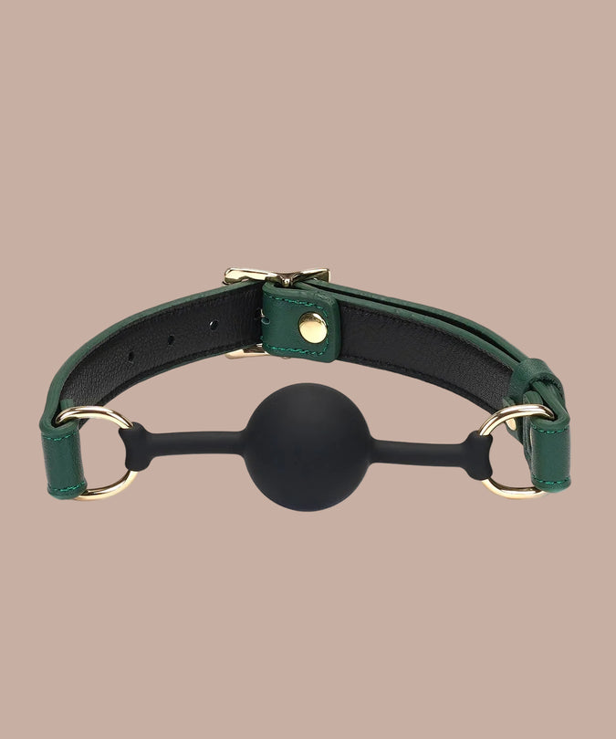 Liebe Seele Cow Leather 1.7 Inch Silicone Ball Gag – Mossy Chic Green