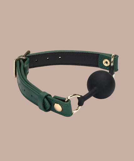Liebe Seele koeienleer 1,7 inch siliconen ball gag – mosgroen chic Liebe Seele koeienleer 1,7 inch siliconen ball gag – mosgroen chic