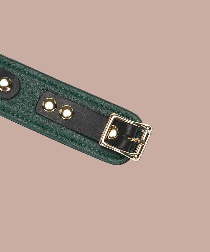 Liebe Seele Cow Leather Collar with Leash – Mossy Chic Green
