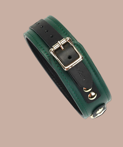 Liebe Seele Mossy Chic Leren Halsband met Riem – Groen Liebe Seele Mossy Chic Leren Halsband met Riem – Groen