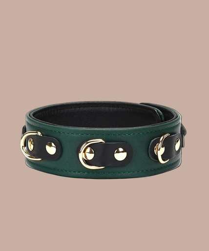 Liebe Seele Mossy Chic Leren Halsband met Riem – Groen Liebe Seele Mossy Chic Leren Halsband met Riem – Groen