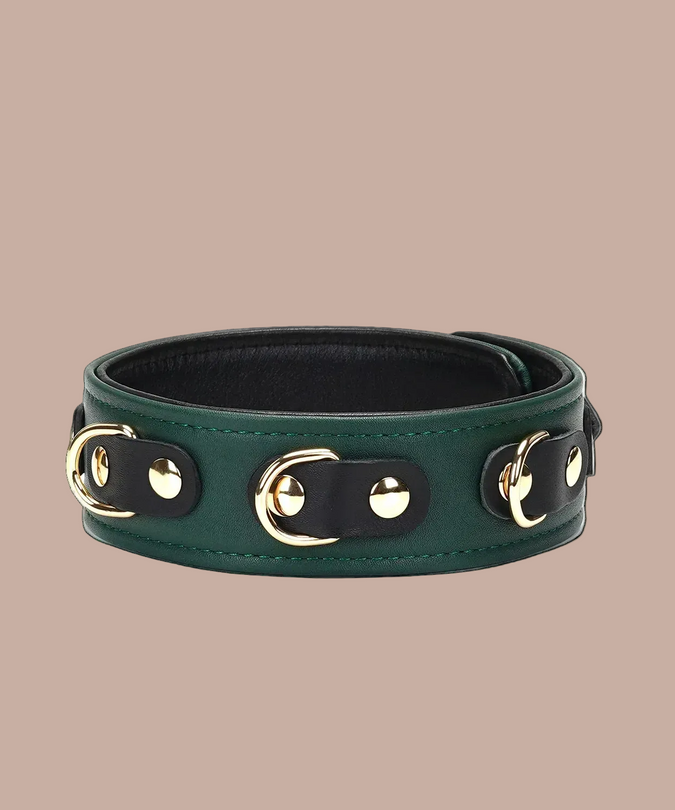 Liebe Seele Cow Leather Collar with Leash – Mossy Chic Green