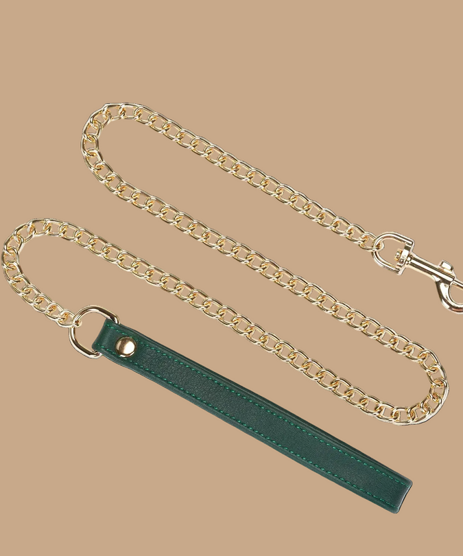 Liebe Seele Mossy Chic Leather Collar with Leash – Green