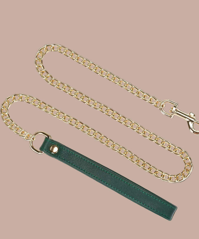 Liebe Seele Cow Leather Collar with Leash – Mossy Chic Green