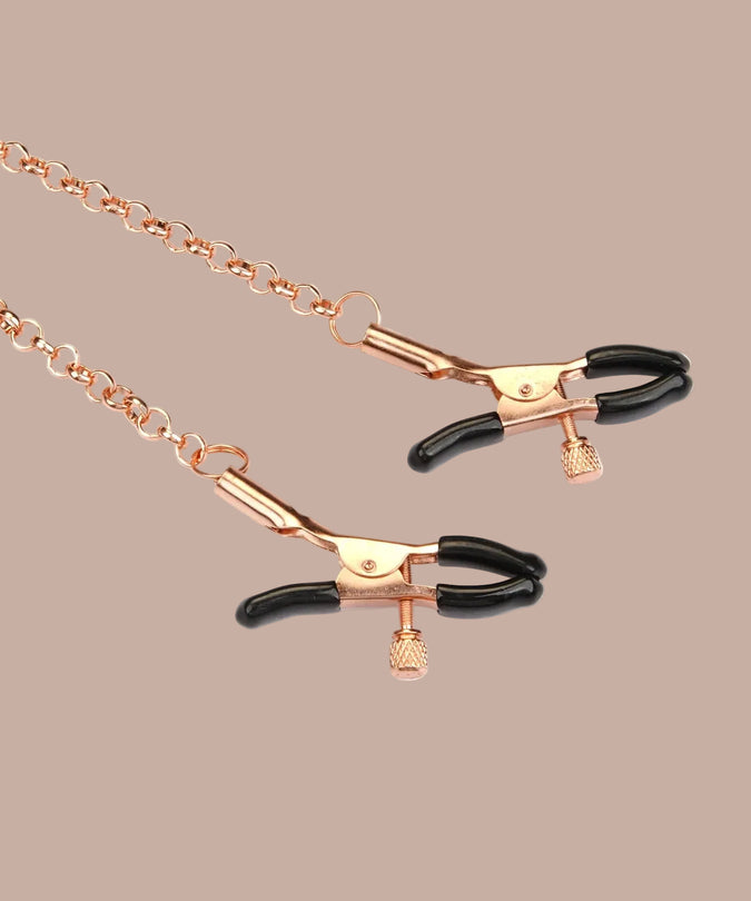 Liebe Seele Vegan Halsband met Tepelklemmen – Metallic Donkerrood