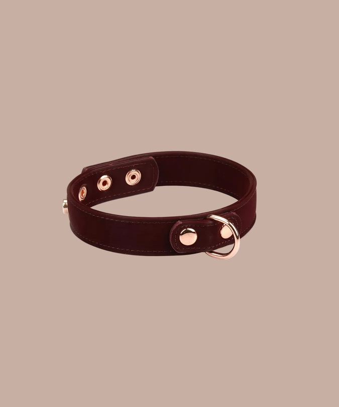 Liebe Seele Vegan Halsband met Tepelklemmen – Metallic Donkerrood