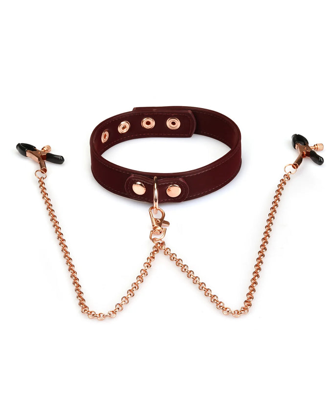 Lieve Ziel – Metallic Shade Vegan Halsband met Tepelklemmen