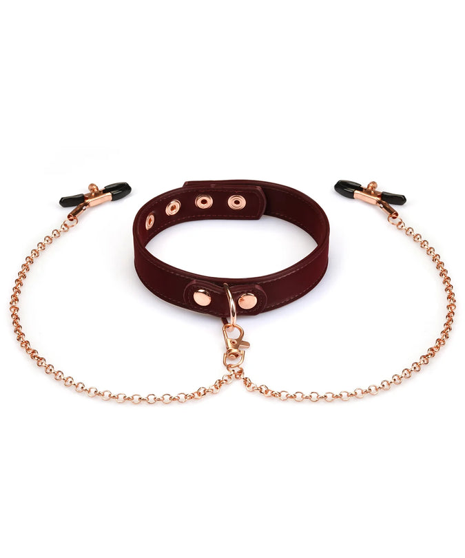 Lieve Ziel – Metallic Shade Vegan Halsband met Tepelklemmen