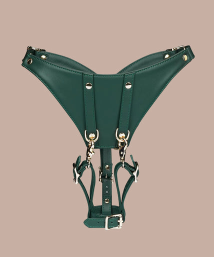 Liefdevolle Ziel Cow Leather Gedwongen Orgasme Strap-On Harnas – Mosgroen Chic Liefdevolle Ziel Cow Leather Gedwongen Orgasme Strap-On Harnas – Mosgroen Chic
