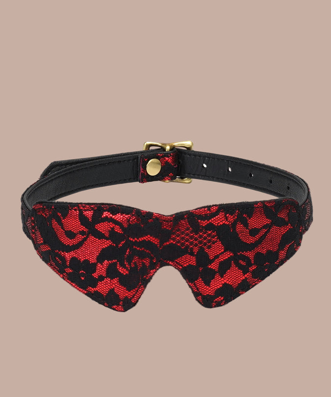 Liebe Seele Lace and Velvet Blindfold – Victorian Garden Dark Red