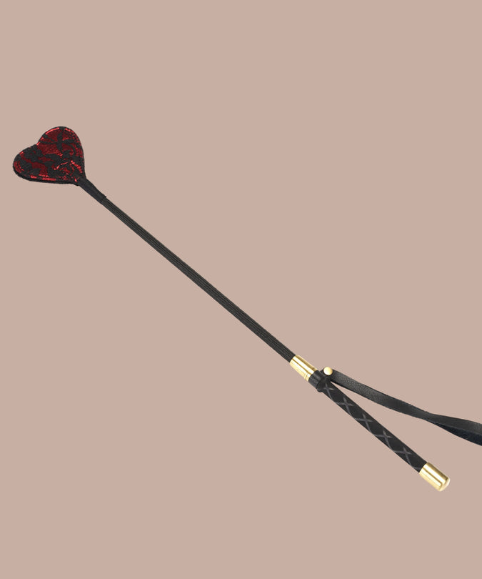 Liebe Seele Lace and Velvet Riding Crop – Victorian Garden Dark Red