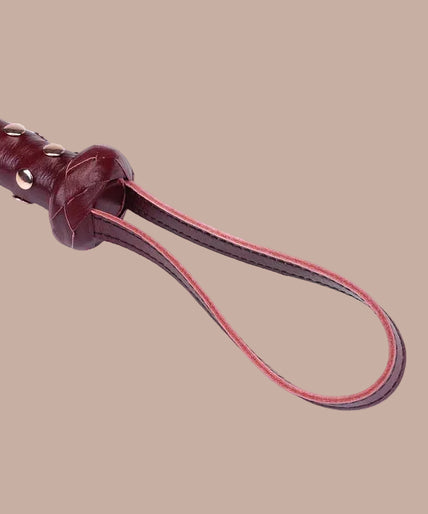 Liebe Seele Heavy Leather Flogger with Studded Handle – Wine Red Liebe Seele Heavy Leather Flogger with Studded Handle – Wine Red