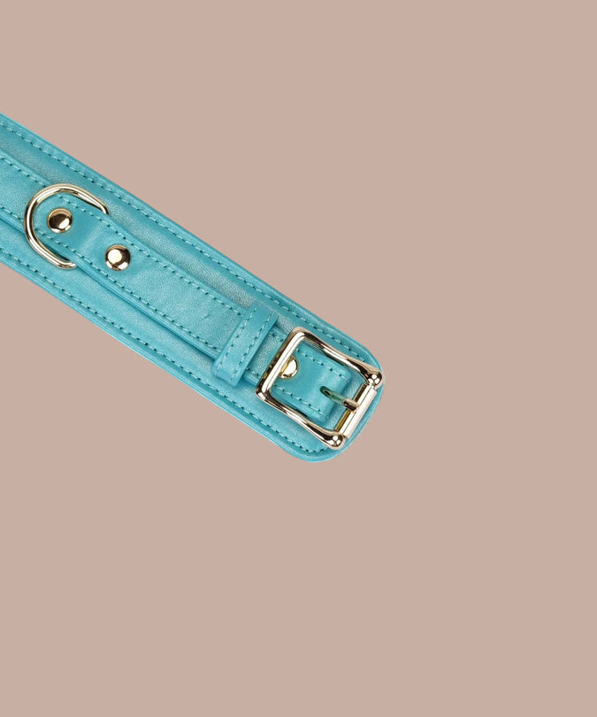 Liebe Seele Siren's Cove Lamb Leather Wrist Cuffs with Velvet Lining – Blue