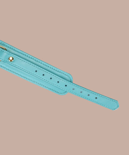 Liebe Seele Siren's Cove Lams leder Halsband met Fluweel Voering en Riem – Blauw Liebe Seele Siren's Cove Lams leder Halsband met Fluweel Voering en Riem – Blauw