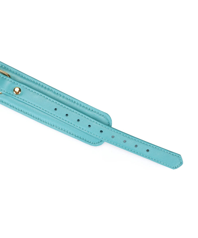 Liebe Seele Siren's Cove Lamb Leather Collar with Velvet Lining and Leash – Blue