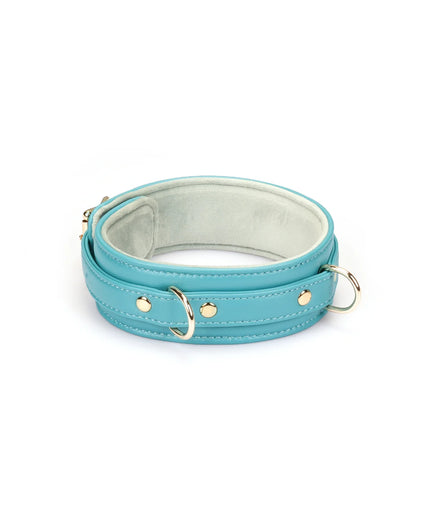 Liebe Seele Siren's Cove Lamb Leather Collar with Velvet Lining and Leash – Blue Liebe Seele Siren's Cove Lamb Leather Collar with Velvet Lining and Leash – Blue