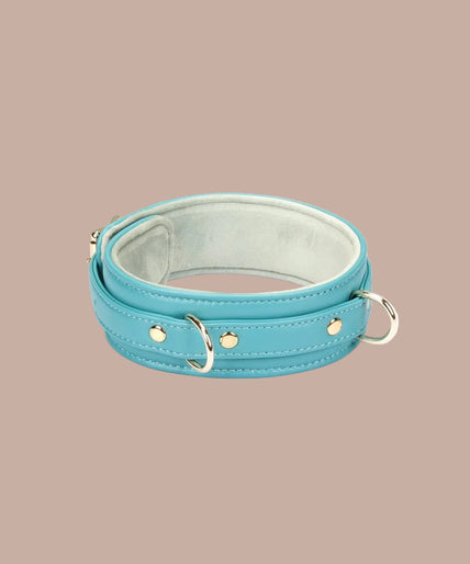 Liebe Seele Siren's Cove Lams leder Halsband met Fluweel Voering en Riem – Blauw Liebe Seele Siren's Cove Lams leder Halsband met Fluweel Voering en Riem – Blauw