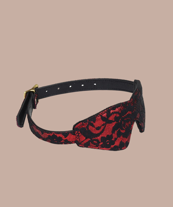 Liebe Seele Lace and Velvet Blindfold – Victorian Garden Dark Red